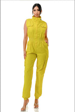 Load image into Gallery viewer, Sleeveless High Neck Sleeveless Cargo Jumpsuit
