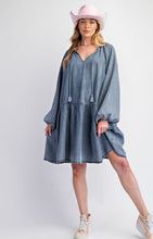 Load image into Gallery viewer, Washed Denim Tiered Dress
