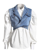 Load image into Gallery viewer, Evolving White Long Sleeve Denim Vest Set
