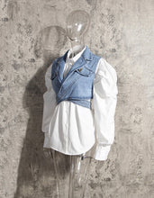 Load image into Gallery viewer, Evolving White Long Sleeve Denim Vest Set

