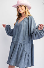 Load image into Gallery viewer, Washed Denim Tiered Dress
