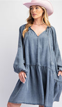 Load image into Gallery viewer, Washed Denim Tiered Dress
