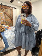 Load image into Gallery viewer, Washed Denim Tiered Dress
