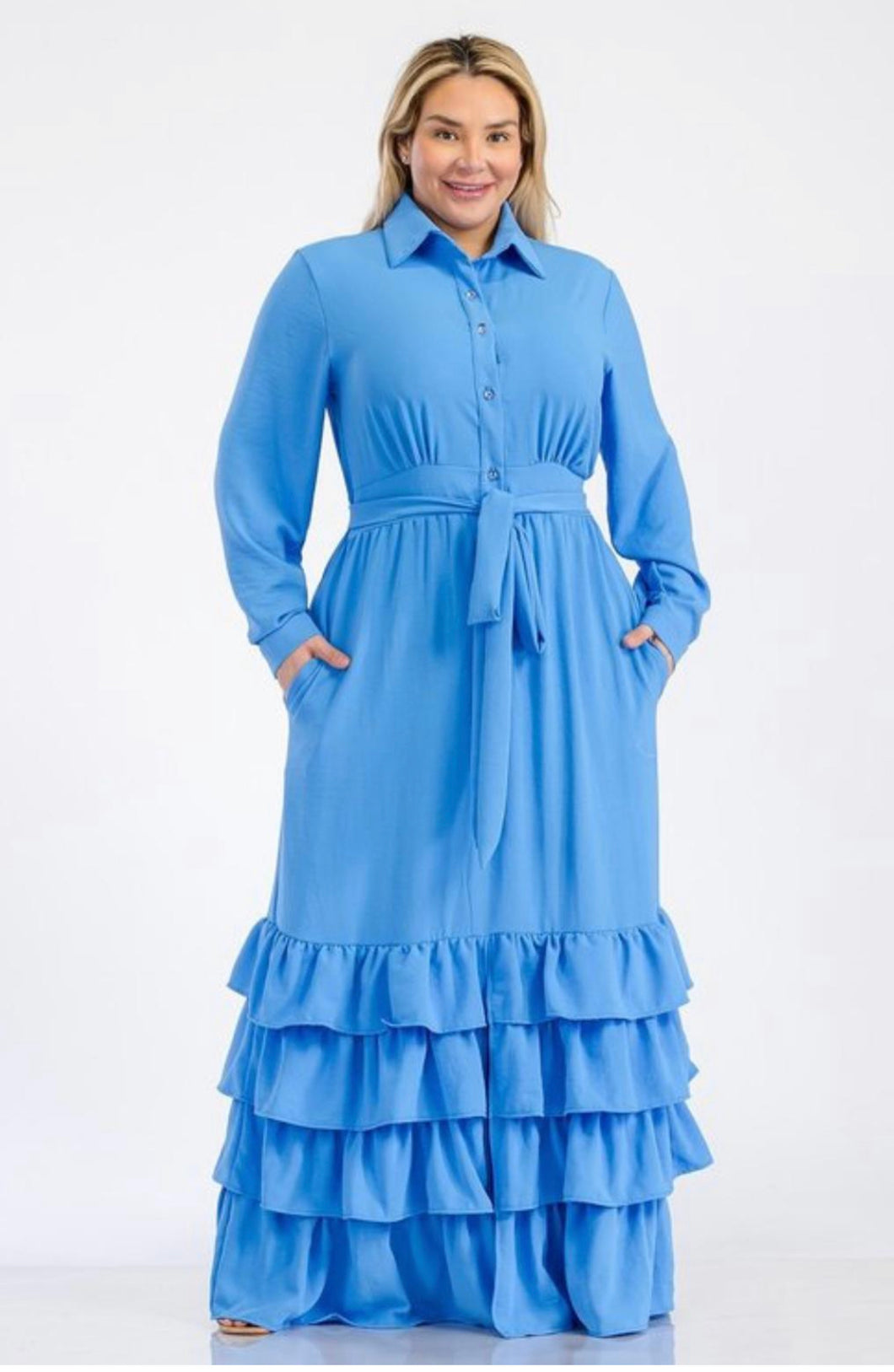 Ruffle Me Baby Blue Layered Dress