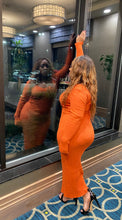 Load image into Gallery viewer, Ribbed Orange Midi Dress

