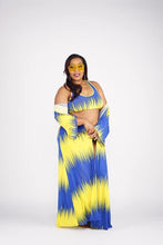 Load image into Gallery viewer, She&#39;s Fierce Blue/Yellow (3 piece Swimsuit Set)
